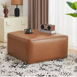 Roomfitters PU Leather Modern Square Upholstered Ottoman, Minimalist Coffee Table or Footrest - Brown 79 120$
