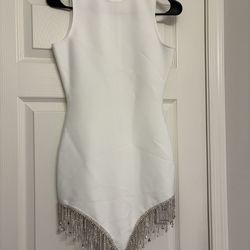 SHEIN Unity Rhinestone Fringe Hem Mock Neck Mini Dress NWT Small