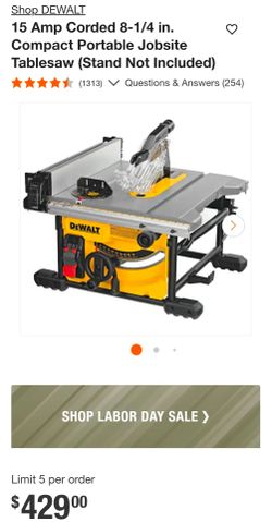 DeWalt 8 1/4" Jobsite Table Saw