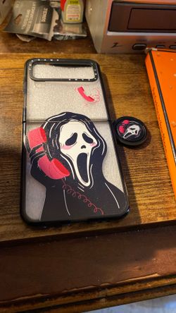 Z flip 4 Phone Case Clear Black Ghost Face Scream