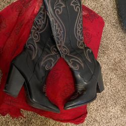 Long Black Western Female Boots