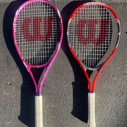 Willson Tennis Rackets, Purple & other racket Red, Black & White