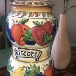 Biscotti Cookie Jar Canister with Lid With Rubber Seal