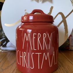 Merry Christmas Rae Dunn Red Cookie Jar