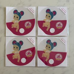 LOT of 4 - Sonny Angel Acrylic Clear Fan Hippers Looking Back Pink Blue White Toy Figure Model Vinyl