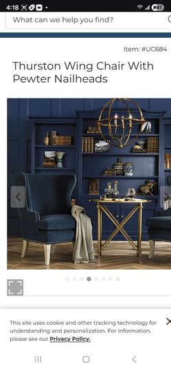 Ballard Designs Thurston Wing Chair with Antique Brass Nailheads
