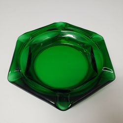 Vintage Forest Green Hexagon Ashtray 