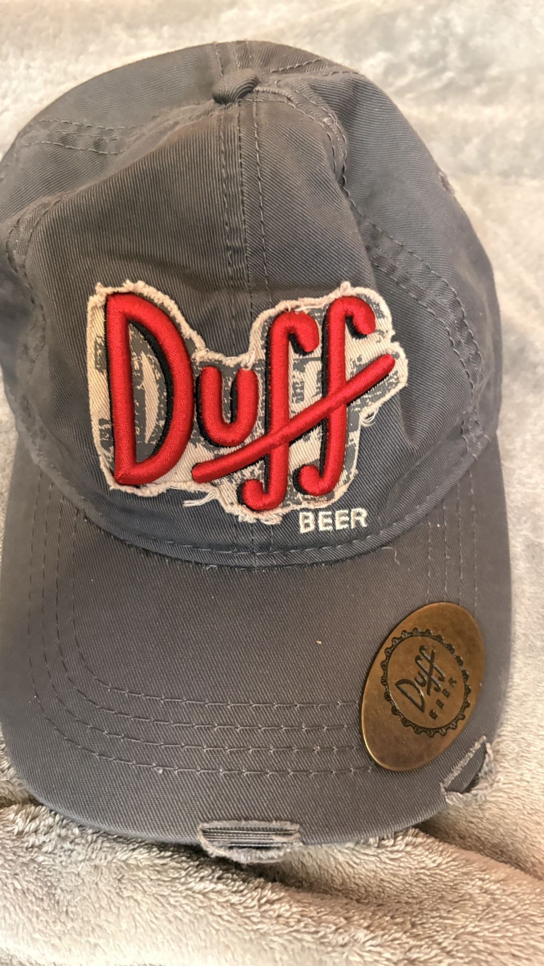 Duff Beer The Simpsons Universal Studios Gray Adjustable Cap Hat