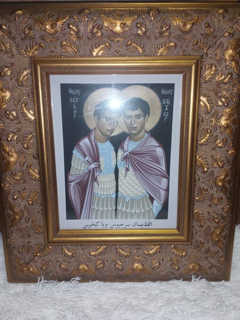 Antique Holy Card Sts. Sergius And Bacchus By R. Lentz For Sale.