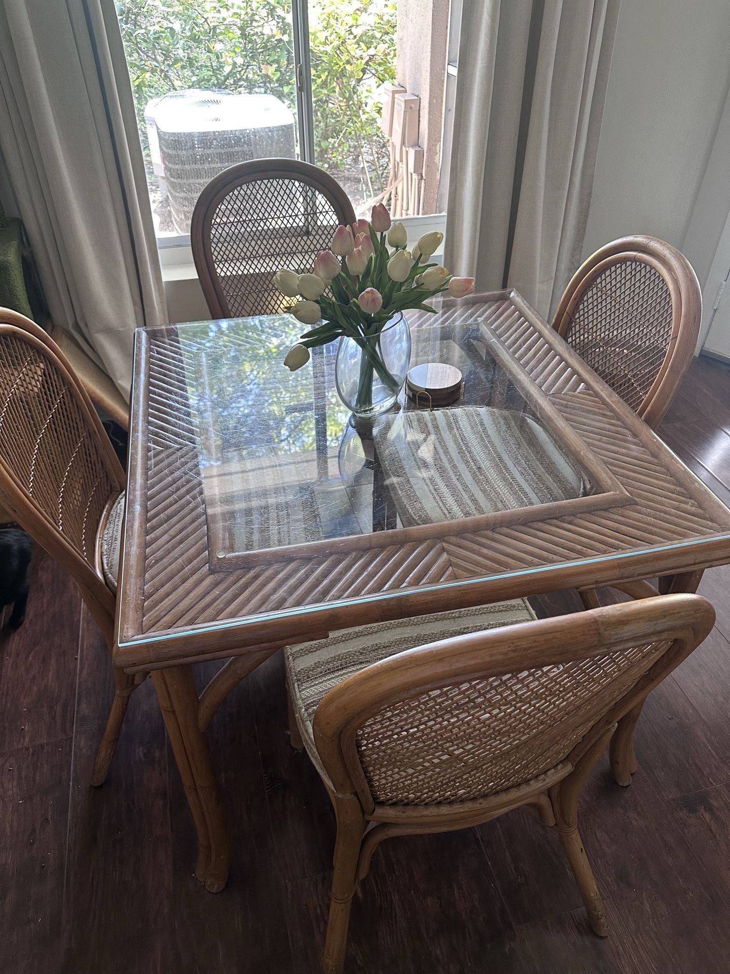 Bamboo Style Boho Chic Table Set with Matching Chairs