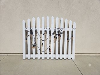 White Picket Fence Panel with Vintage String Lights