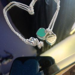 Please Return To Tiffany's Double Heart Tiffany Blue Necklace 