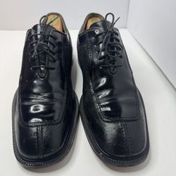 San Remo Black Leather Cap Toe Oxford Dress Shoes Size 10.5 