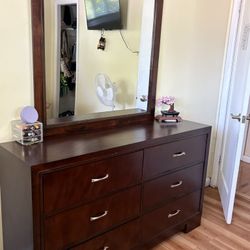 Dresser With Attached Mirror