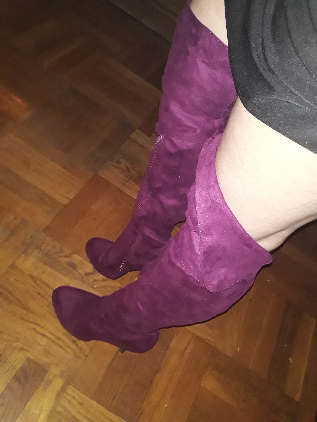 Sexy over the knee fosuade prince purple heel boots