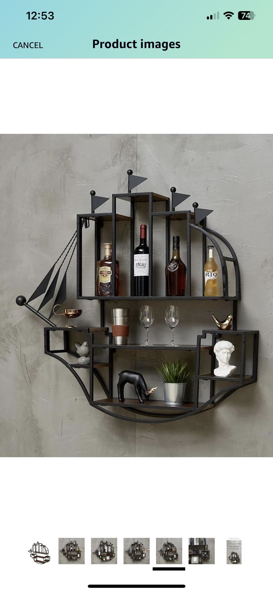Wrought Iron Home Wine Cabinet, Multi-Layer Storage Rack, Sailboat Wall-Mounted Wine Rack, Home Living Room Decoration