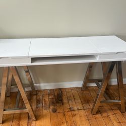 Modern White Desk with Hidden Storage