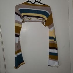 Striped multicolored sleeve half top