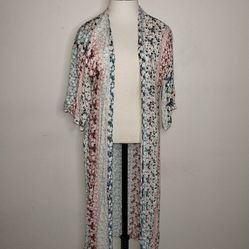Sky And Sparrow Jrs Kimono Duster Multicolor Floral Boho Fairy  Size S/M 40"L