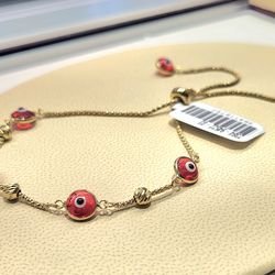 God's Eye 10kt gold bolo bracelet mal de ojo
