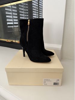 Coach Adelina Suede Bootie Black Size 7.5