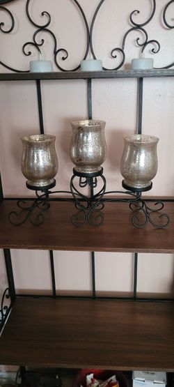 3-Candle Holder with Mercury Glass Votives