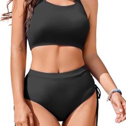 Brandnew(XXL) Womens High Waisted Bikini Sets Cheeky Push Up Two Piece Swimsuits Drawstring Halter Tummy Control Bathing Suit 