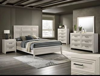4- Pc Bedroom set Dresser,Mirror  Nightstand (1) Queen size bed frame  Not including Mattress and Box Sp