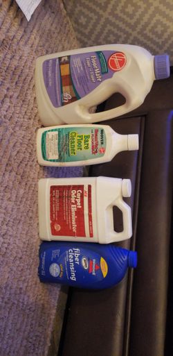 Unopened floor cleaners. Bare floor and carpet floors