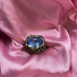 Vintage Heidi Daus Blue Topaz Multi Color Wow RING