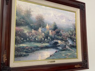 Thomas Kinkade Lamplight Village Painting 