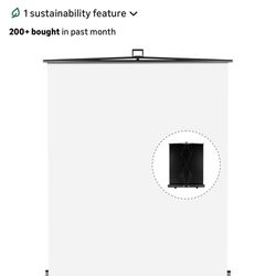 RAUBAY 59.8 x 82.7in Collapsible White Backdrop Screen Portable Retractable Panel Photo Background with Stand for Video Conference, Photographic Studi