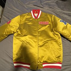 NEW WITH TAGS Mitchell And Ness San Fr ancisco 49ers Gold Heavyweight Satin Full-Zip Jacket