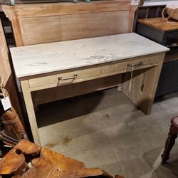 Reclaimed Pine And Marble Desk