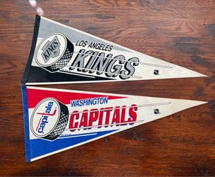 Vintage NHL Los Angeles Kings & Washington Capitals Pennant Flags 30”