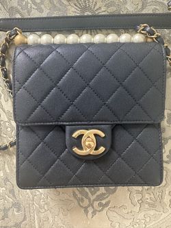 Chanel Navy Blue Pearl Purse 