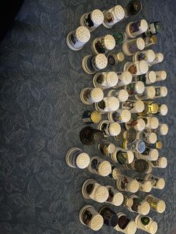 Large Lot Collectible Sewing Thimbles Assorted Mixed Designs & Materials