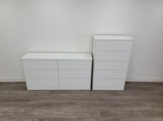 White Dresser and Chest of Drawers Set