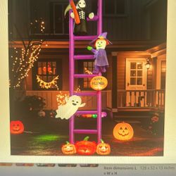 NEW Halloween Inflatables. 10.5ft Purple Ladders Decorations, Blow Up Yard Inflatables, Pumpkin&Ghost&Witch&Skeleton, Extra Large Decorations w/Built