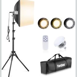 Torjim Softbox Photography Lighting Kit, 16'' x 16'' Professional Softbox with 85W 3000-7500K LED Bulbs
