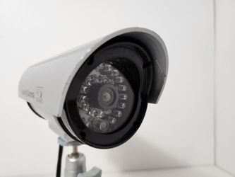 Dummy Fake Surveillance Security CCTV Dome Camera Indoor Outdoor with 30 Illuminating LED Light and Security Alert Sticker Decals (S30-4), Silver