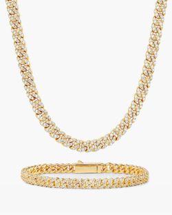 Gold Cuban Link Iced Out Set