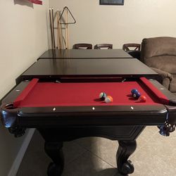 Pool Table 8ft With Complete Dinning Top( Free Delivery & Set Up & Color Felt Of Your Choice )