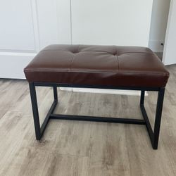 Glitzhome modern coffee faux leather button-tufted accent stool