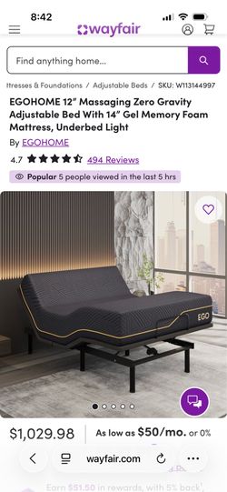 Free Queen bed with massaging adjustable base