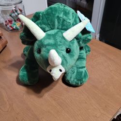 Triceratops Hug Me 21x6x6” Green Dinosaur Plushy 