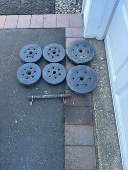 Weight Plates With Bar - 60LB Total - 6 Weights