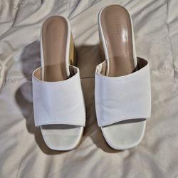 Ladies White Heel Slides
