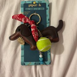 Wiener Dachshund DOG Leather bag charm KEY Chain