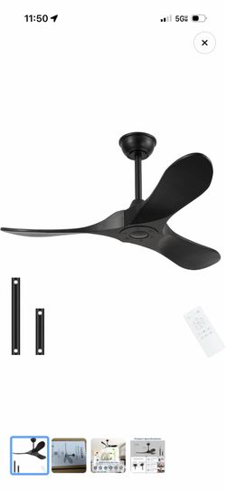 42" Solid Wood Outdoor/Indoor Ceiling Fan (No Light) with Remote – Black (Like New)